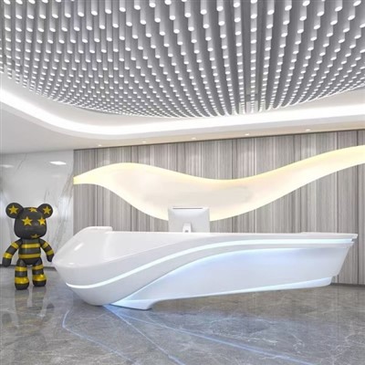 Balcão de recepção de fibra de vidro